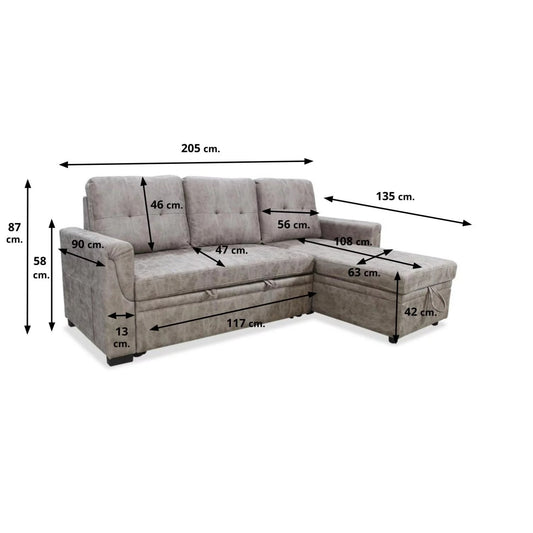 Sofá chaise longue cama RÖNA 205 cm