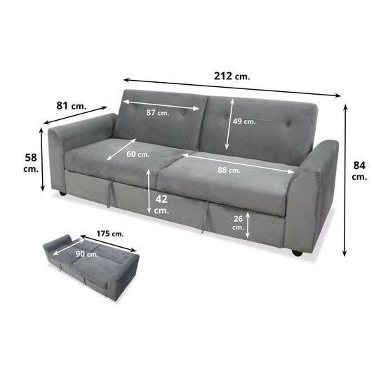 Sofá cama KIVA 212 cm sistema clic clac