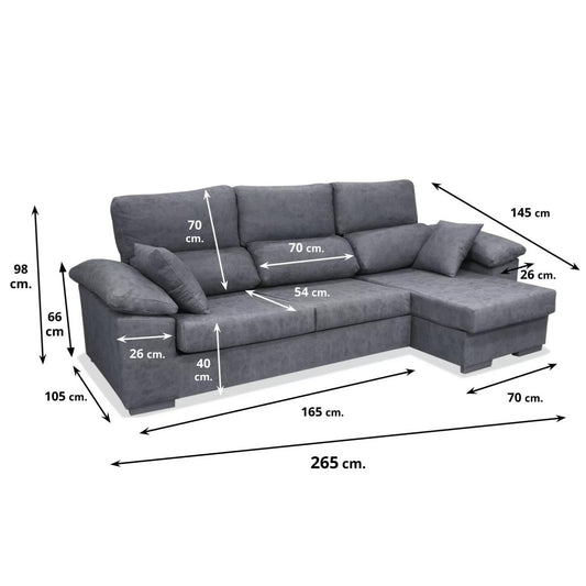 Sofá chaiselongue LUNO reversible 265 cm