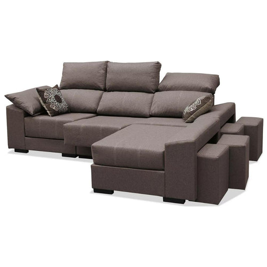 Sofá chaise longue Amelia choco multipufs 260 cm