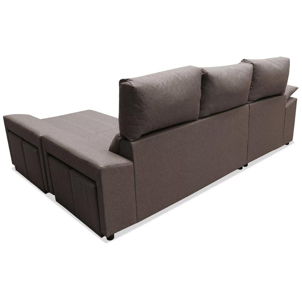 Sofá chaise longue Amelia choco multipufs 260 cm