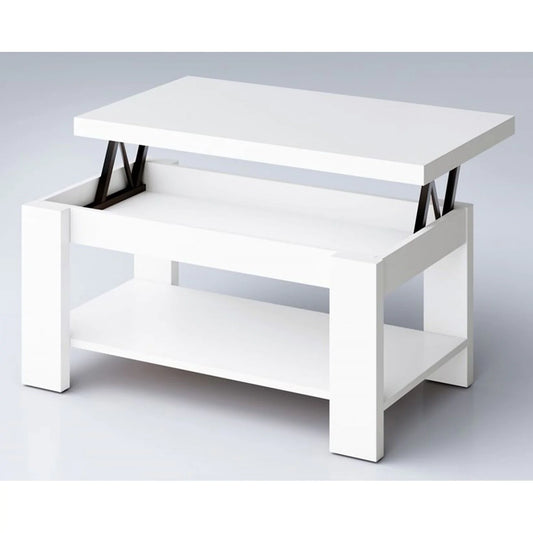 Mesa centro elevable blanco 110x55 cm.