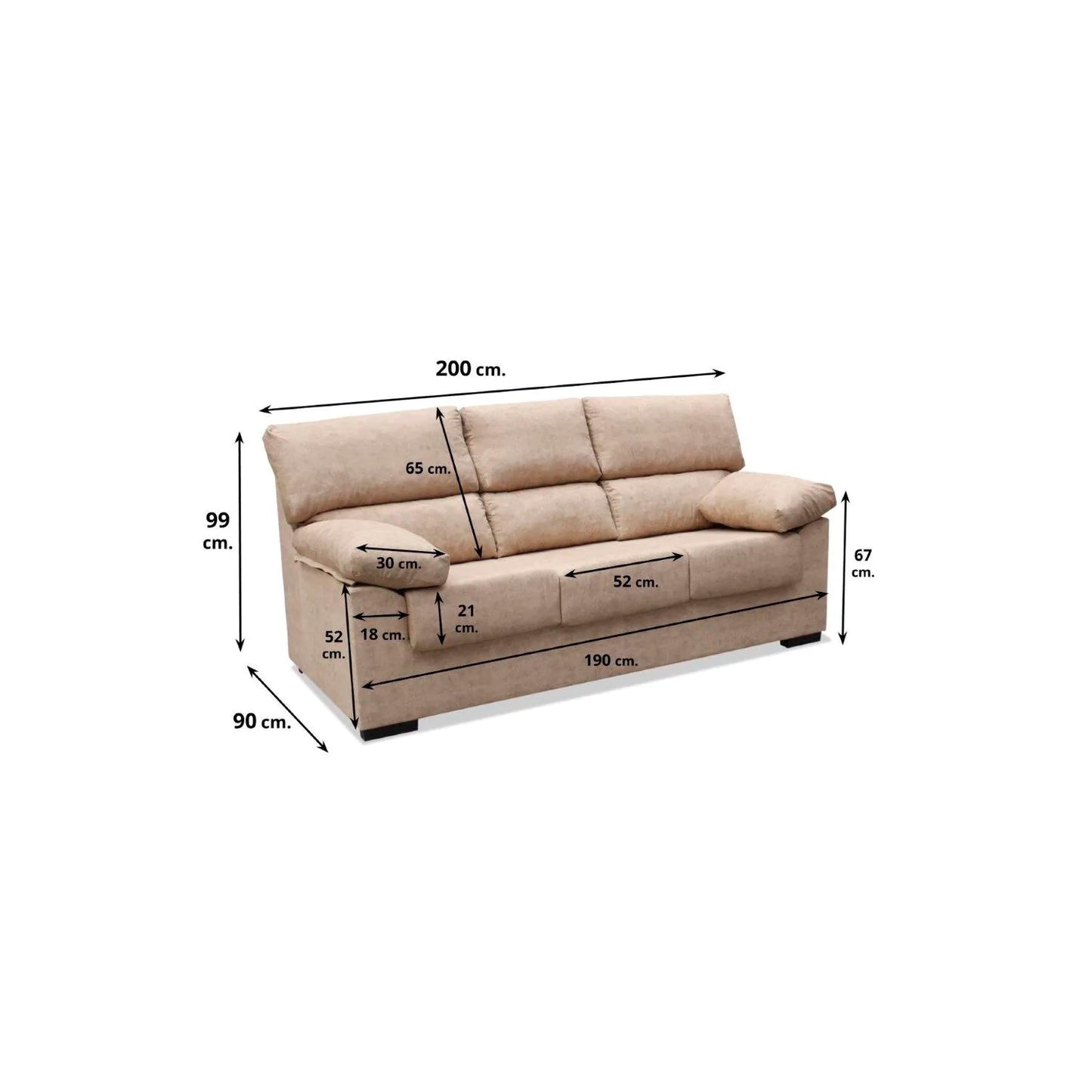 Sofá 3 plazas Irene 200 cm.