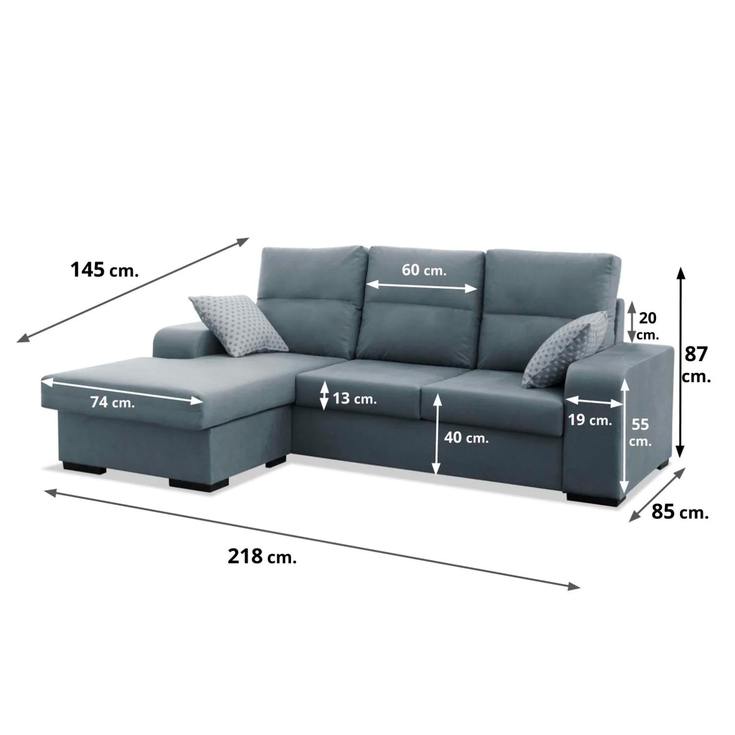 Sofá chaise lonque Nata 220cm