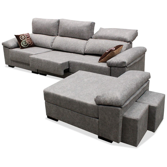 Sofá cheslongue Alicia 300 cm. asientos reclinables y extensible
