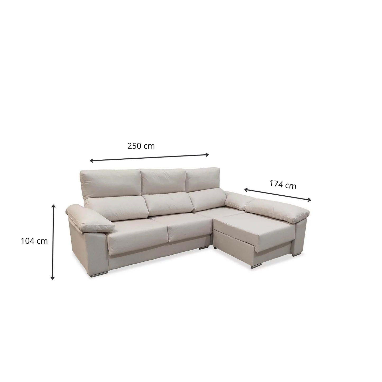 Sofá chaise longue reversible TIKO 250 cm