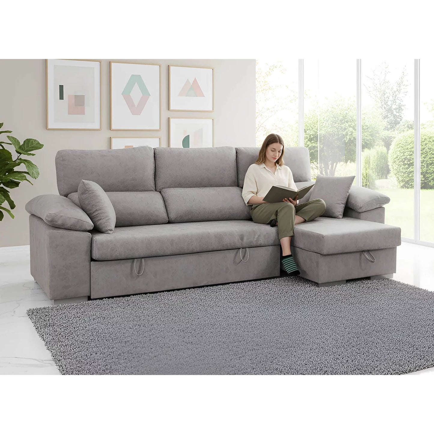 Sofá cama chaiselongue derecha SÖFA 265 cm con arcón abatible
