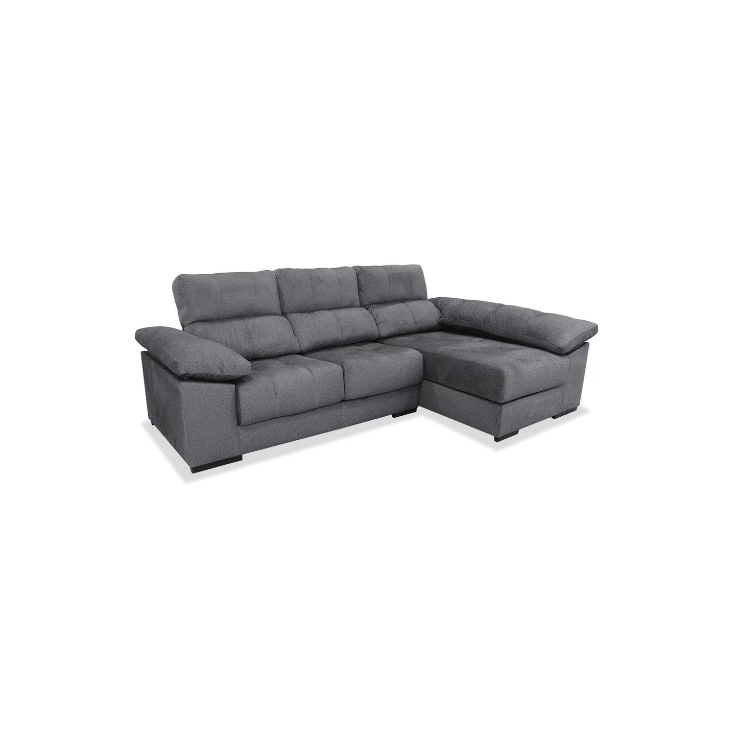 Sofá Chaise Longue NÖRA 280 cm Gris Oscuro – Respaldos Reclinables y Asientos Deslizantes