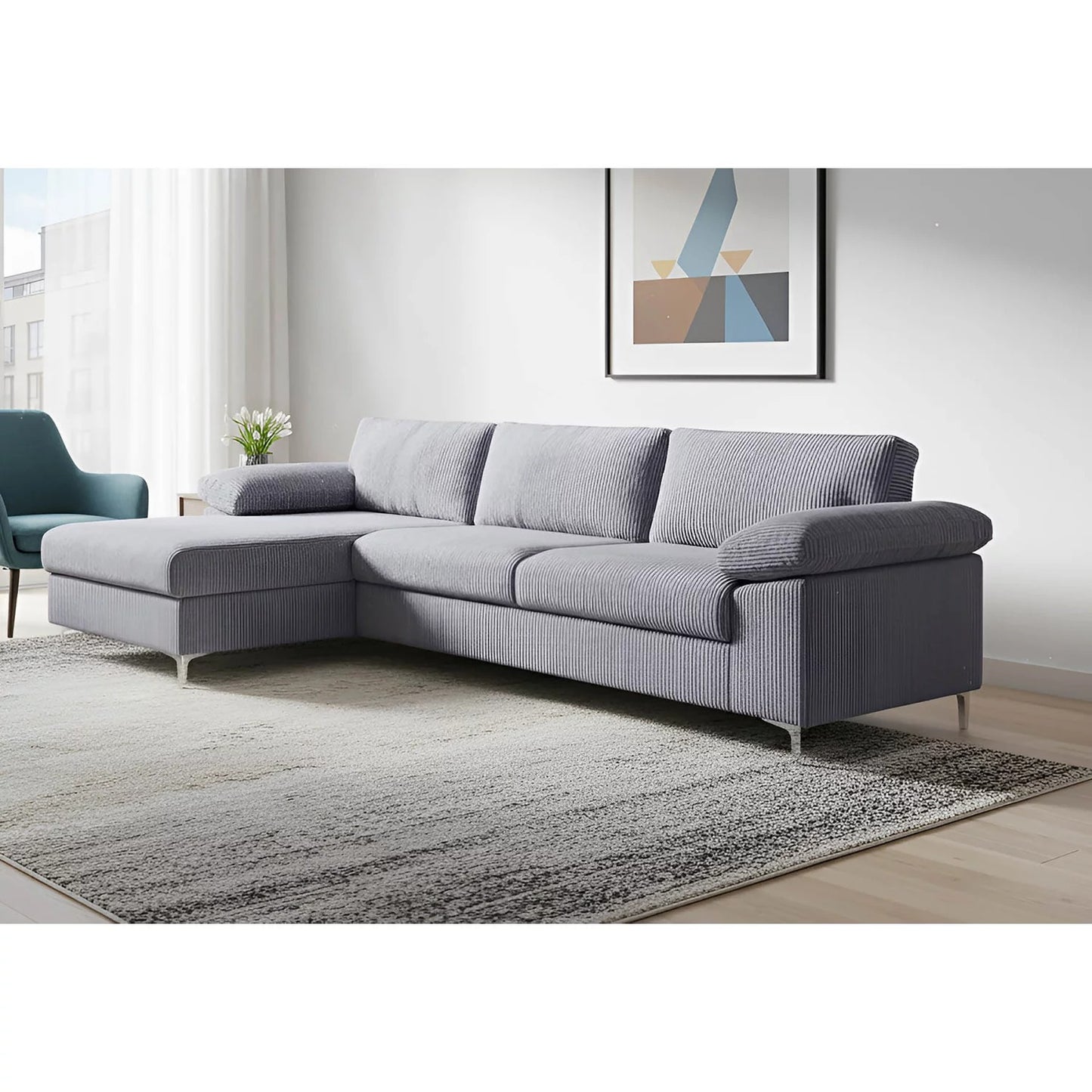 Sofá chaise longue izquierda ZÜMI 260 cm gris