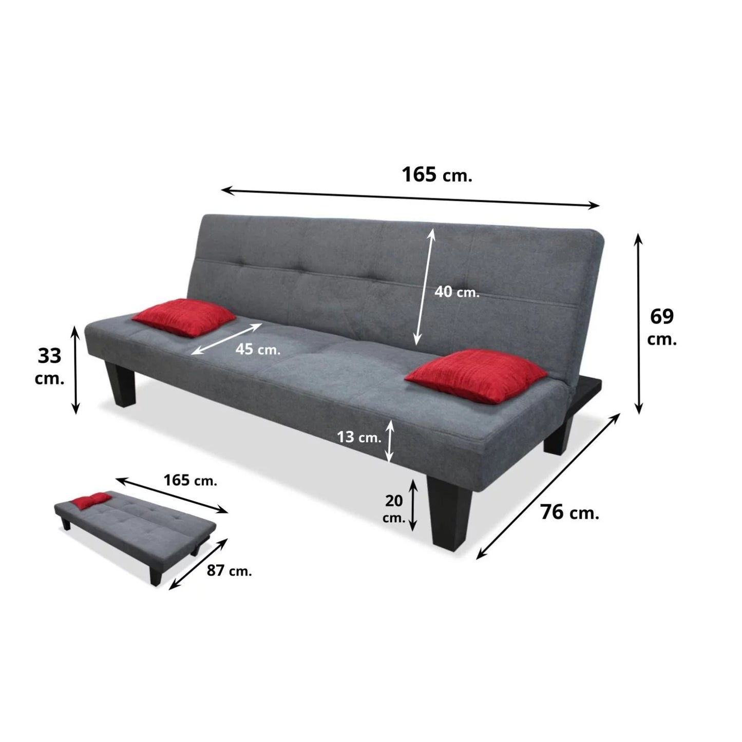 Sofá cama clic clac AÖRA 165 cm.
