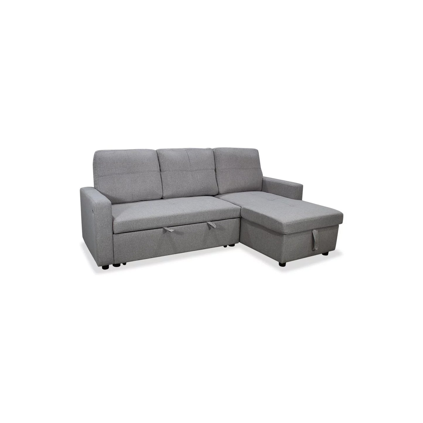 Sofá chaise longue cama con arcón NÖMI gris oscuro 216 cm