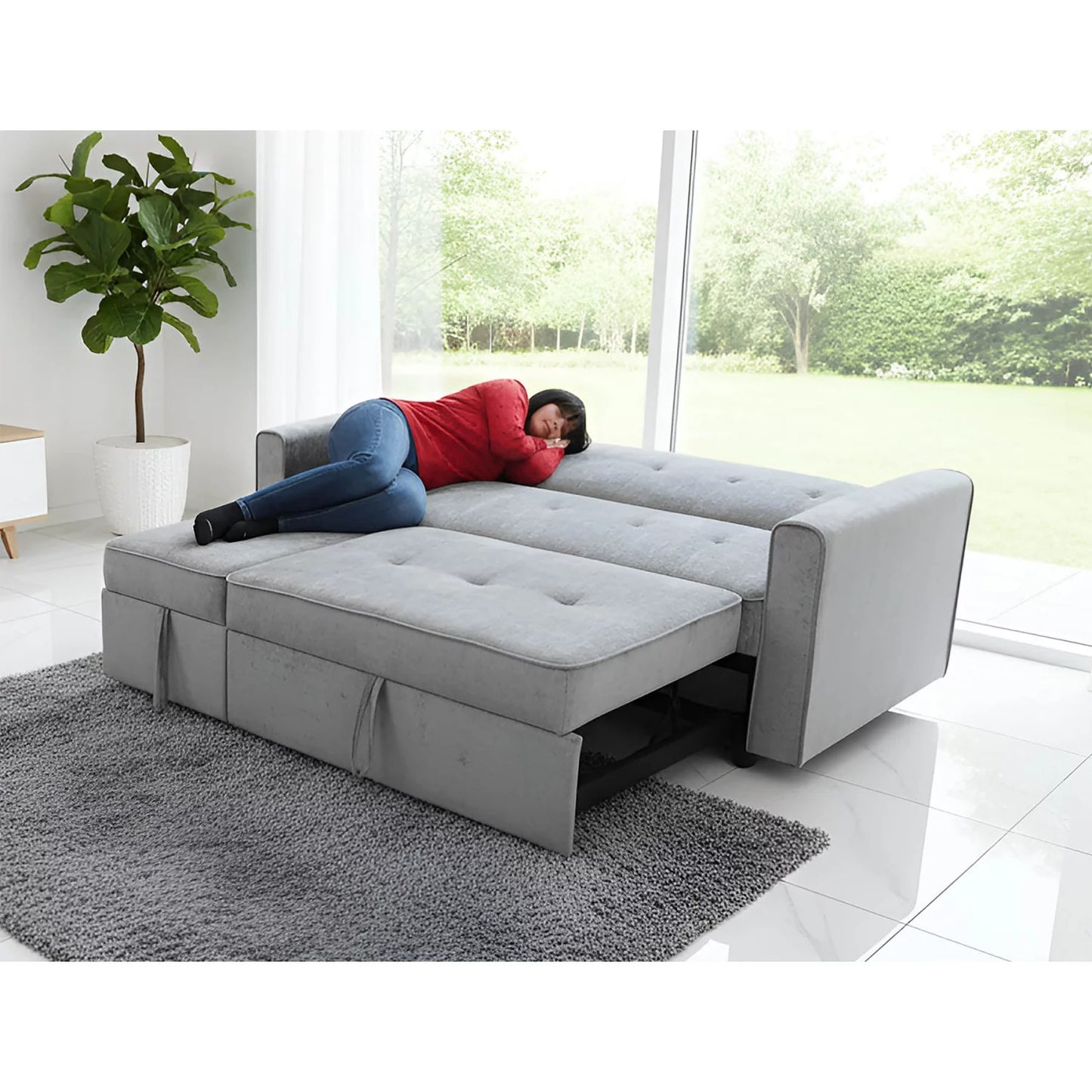 Sofá con cama y chaiselongue extraíbles ELVO 178 cm