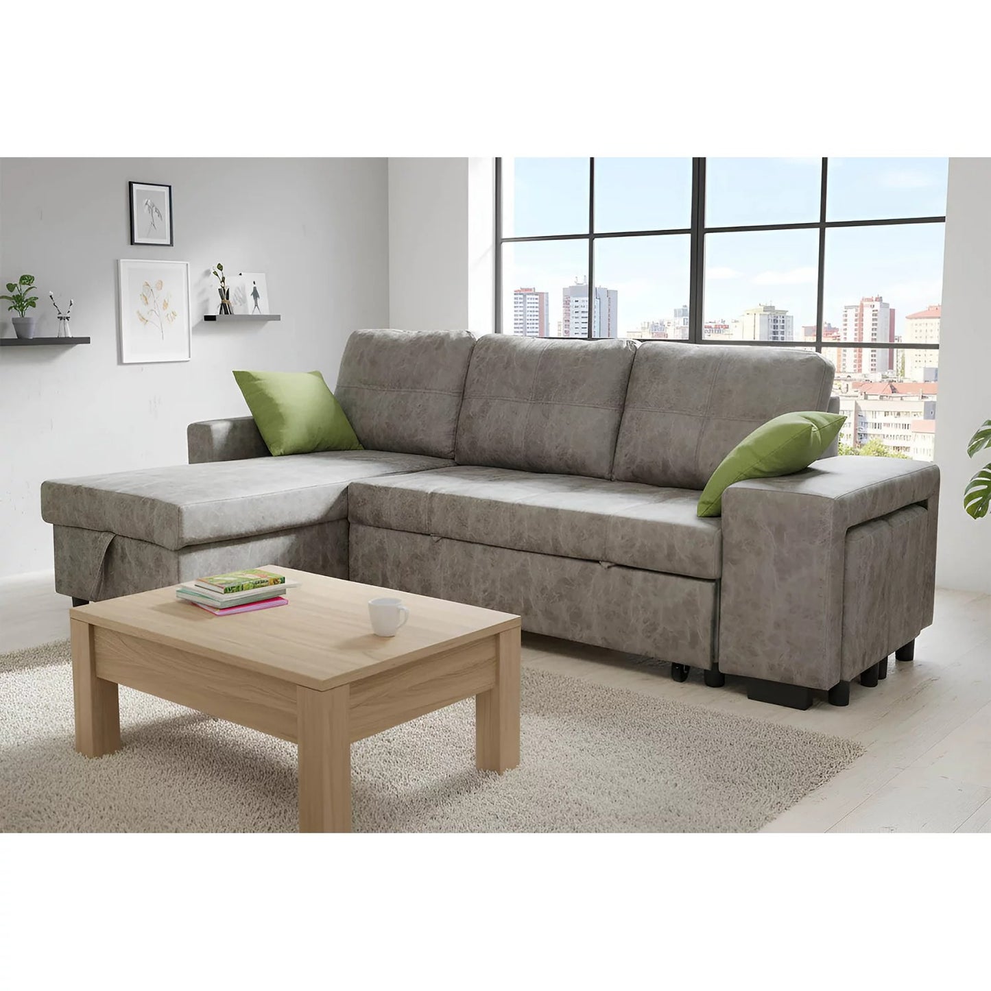 Sofá chaise longue cama NUBI 237 cm.