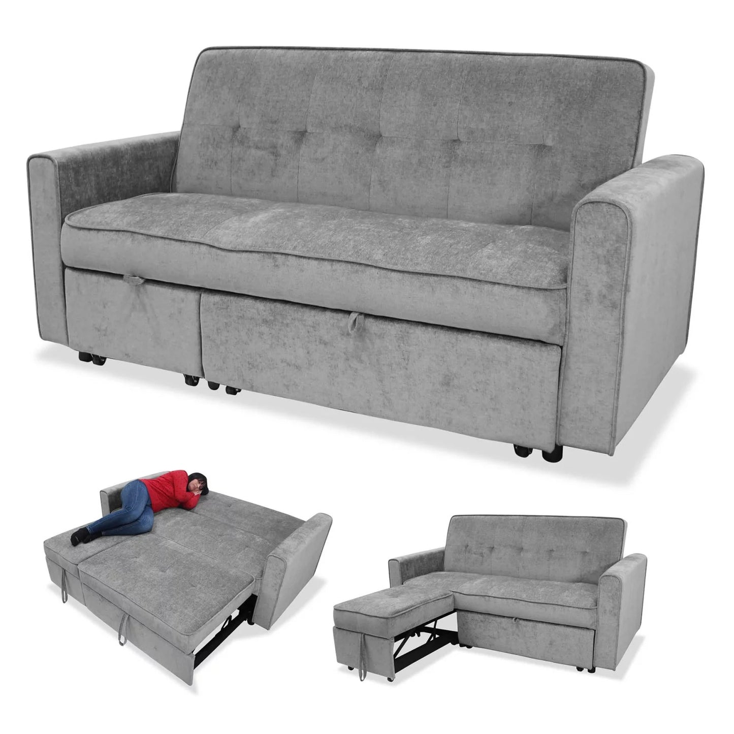 Sofá con cama y chaiselongue extraíbles ELVO 178 cm