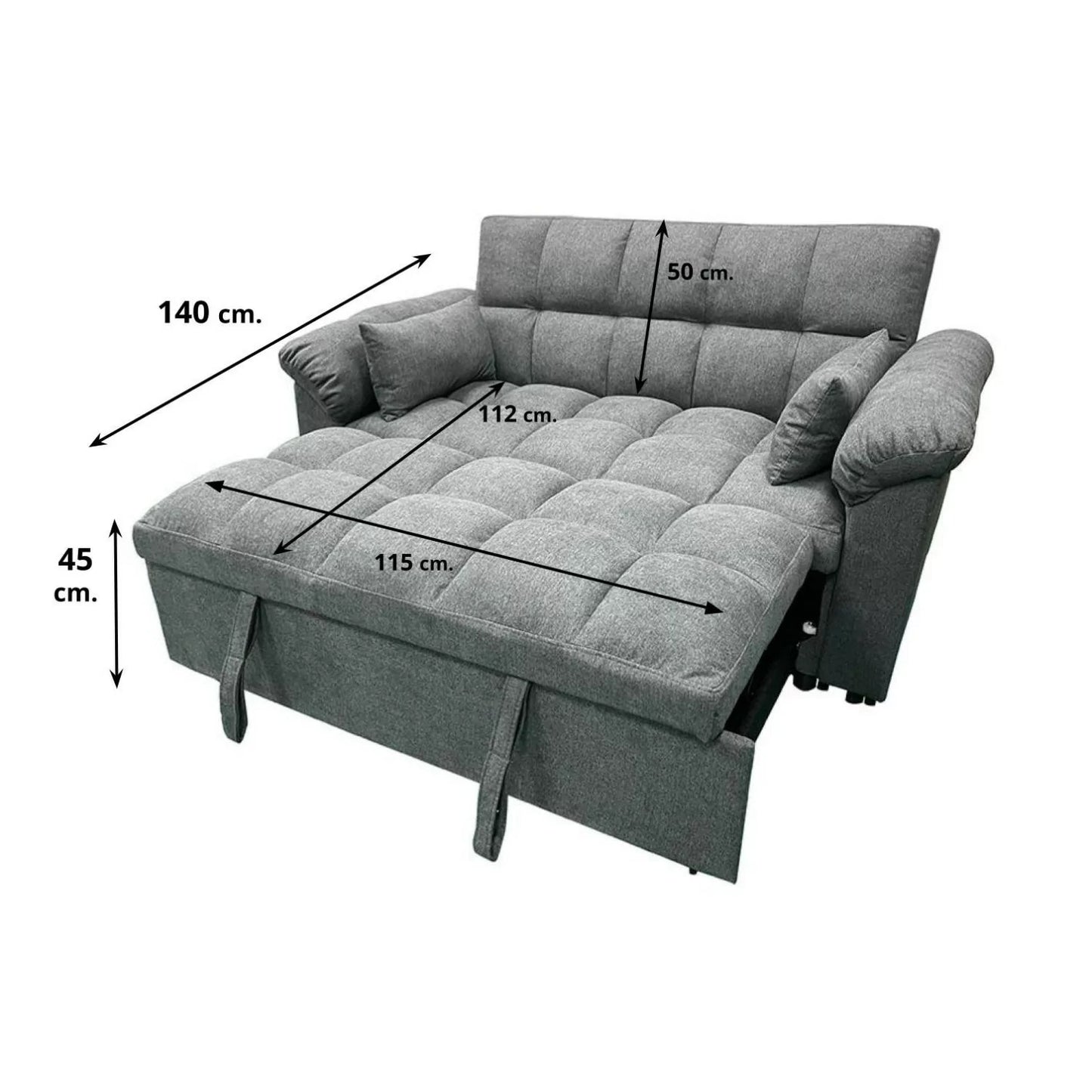 Sofá cama de matrimonio 160 cm TERRA gris