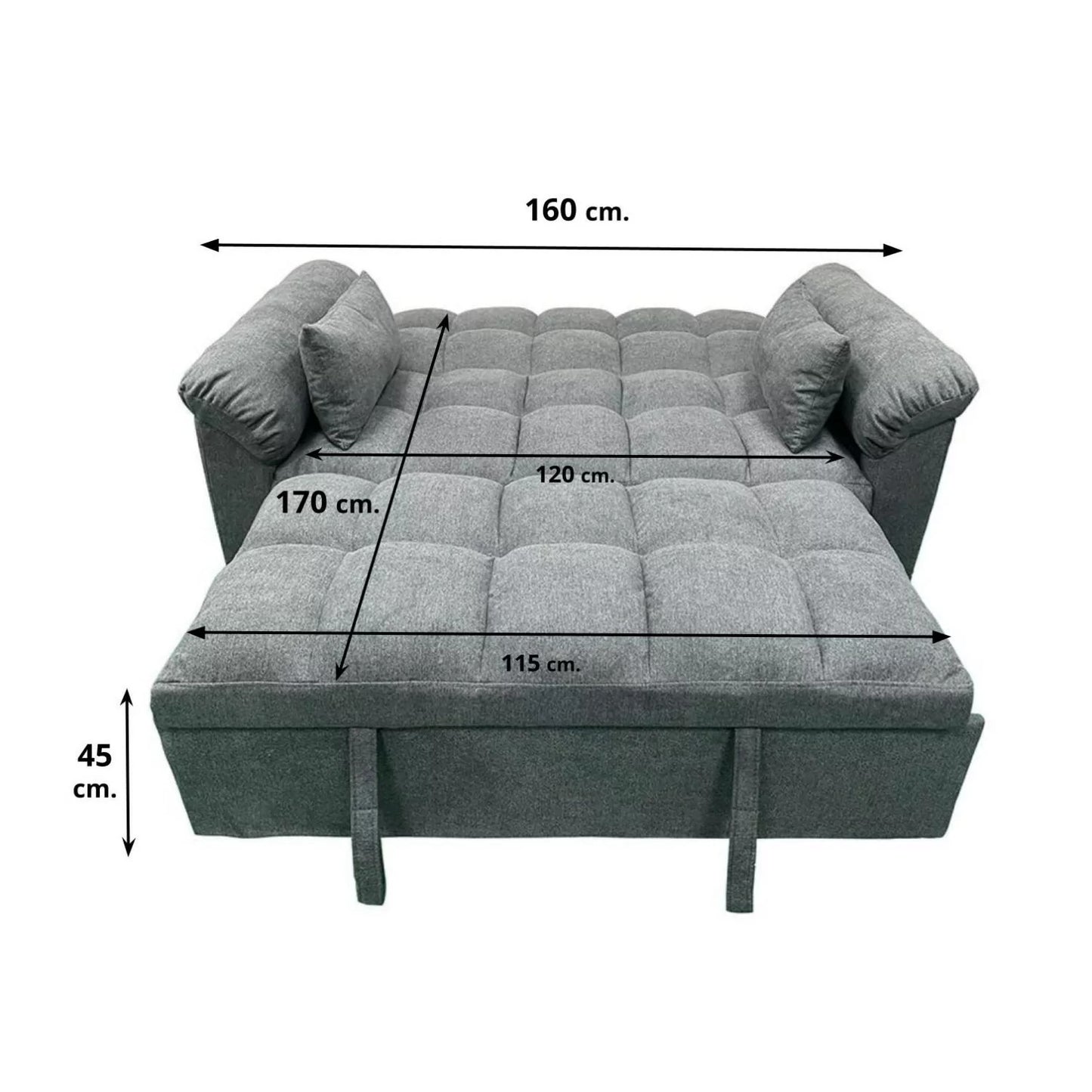 Sofá cama de matrimonio 160 cm TERRA gris