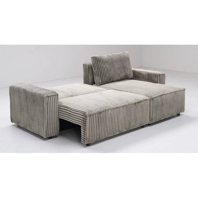 Sofá cama chaise longue LUKA gris de pana 234 cm moderno