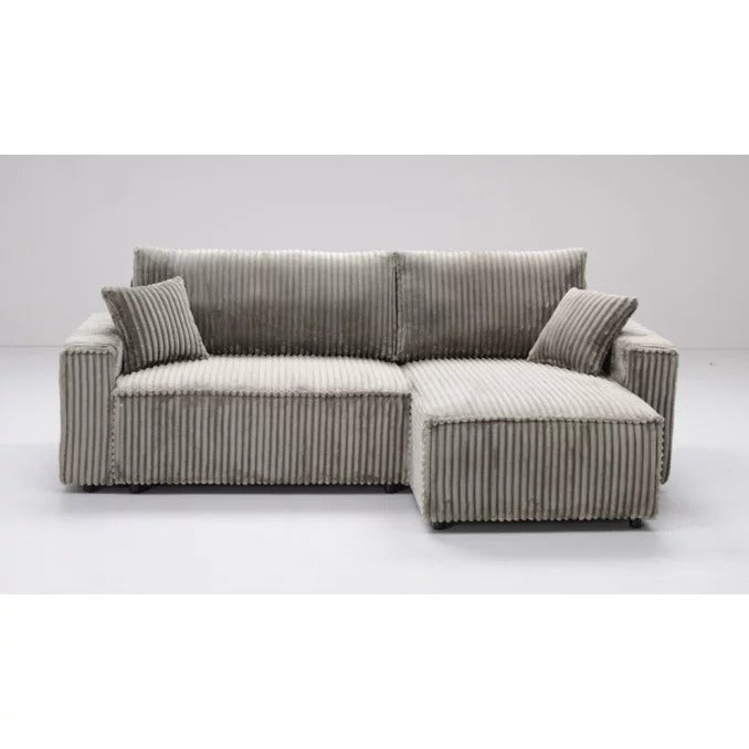 Sofá cama chaise longue LUKA gris de pana 234 cm moderno