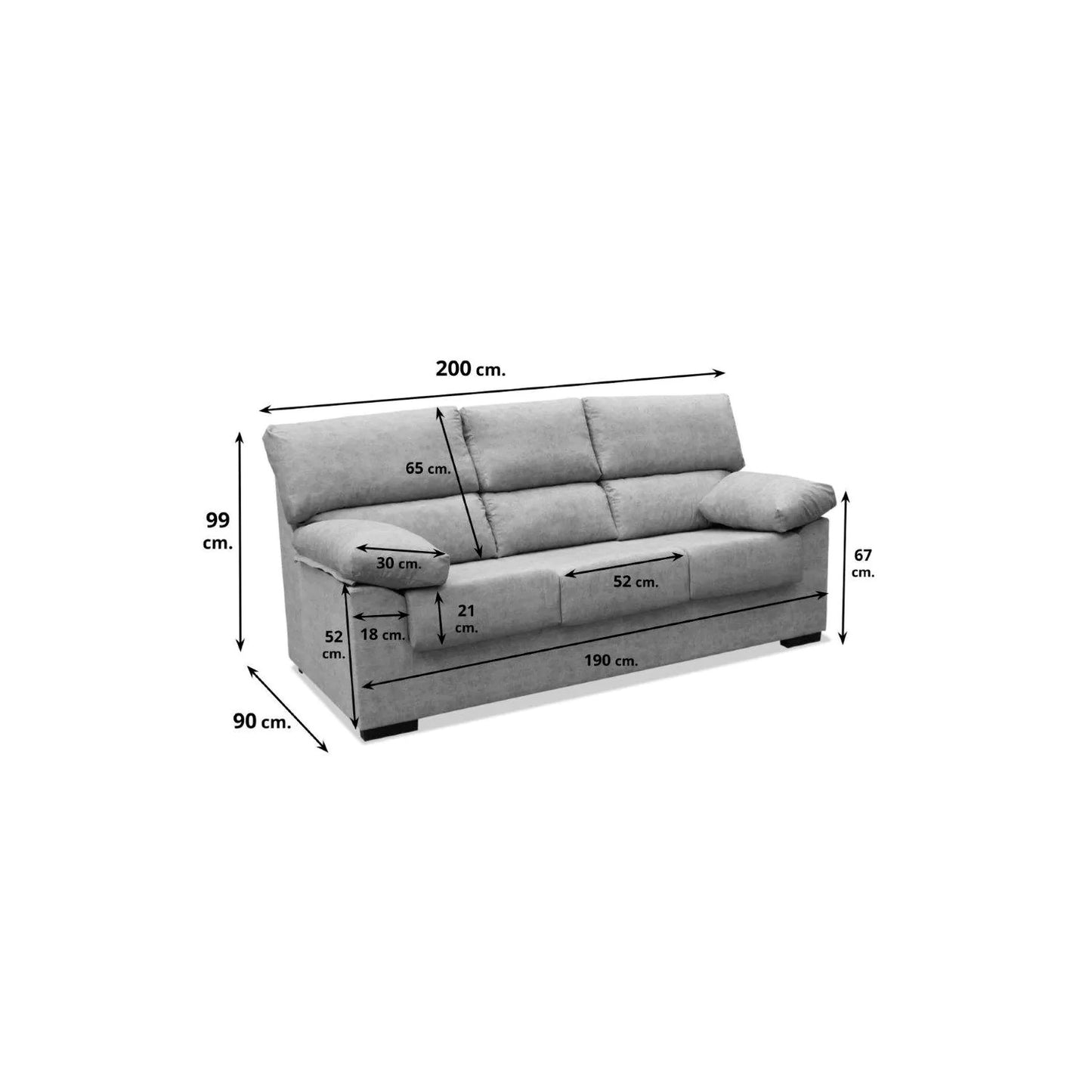 Sofá 3 plazas Irene 200 cm.
