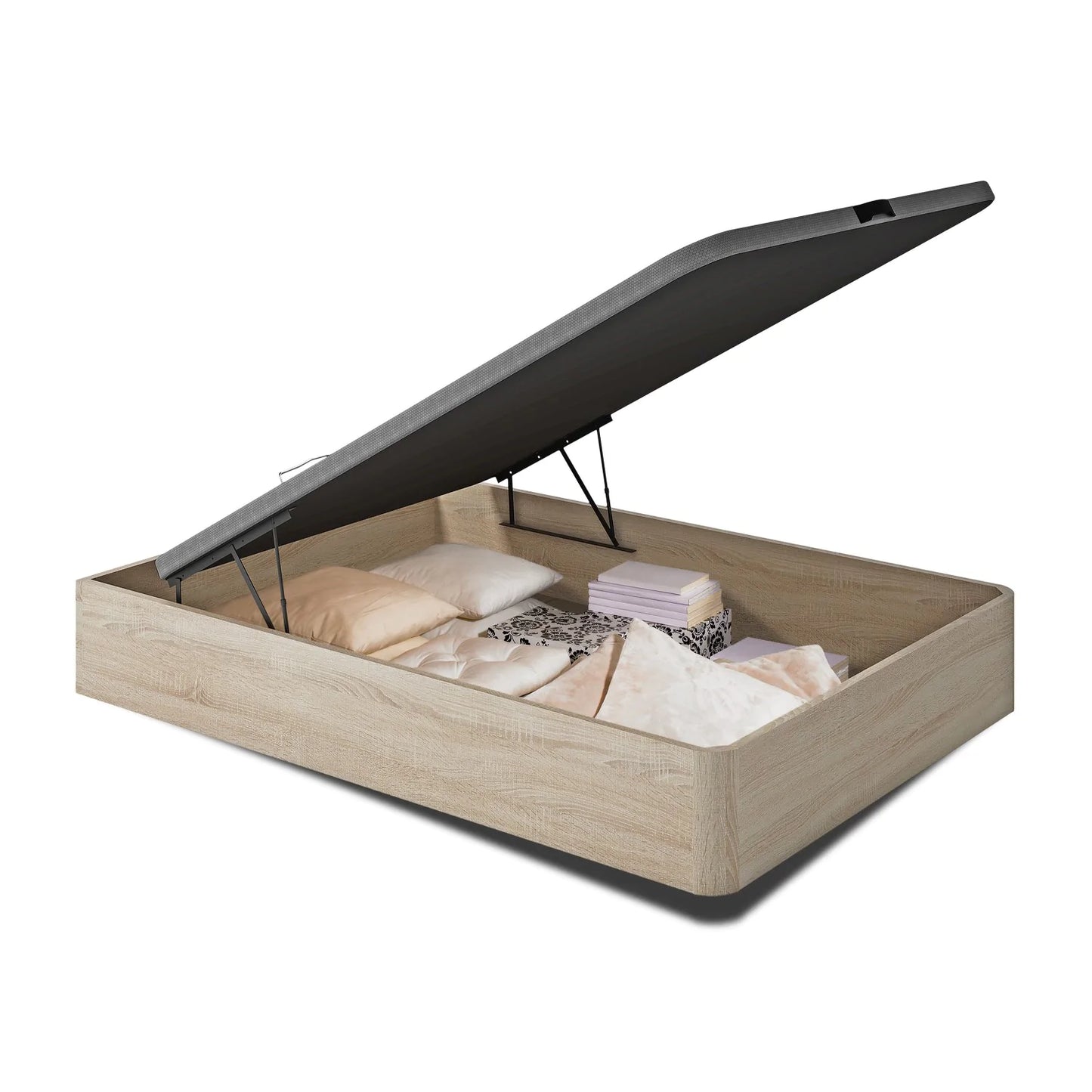 Canapé abatible 22mm. barato tapa tapizada 150 x 190 cm.roble sonoma