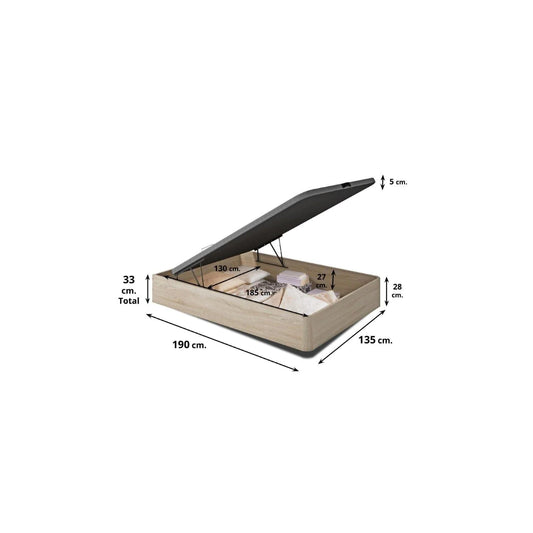 Canapé abatible 22mm. barato tapa tapizada 150 x 190 cm.roble sonoma