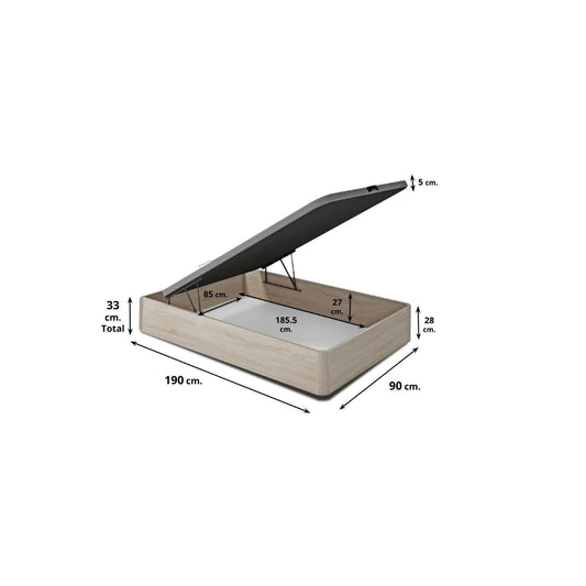 Canapé abatible 22mm. tapa tapizada 90x190 Montoro roble cambrian
