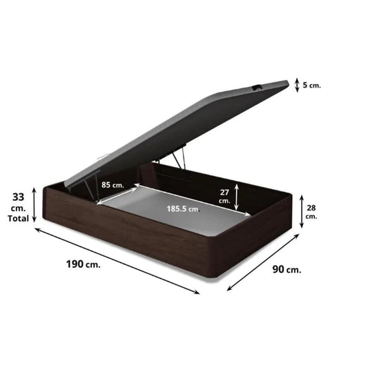 Canapé abatible 22mm. tapa tapizada 90x190 Montoro wengue