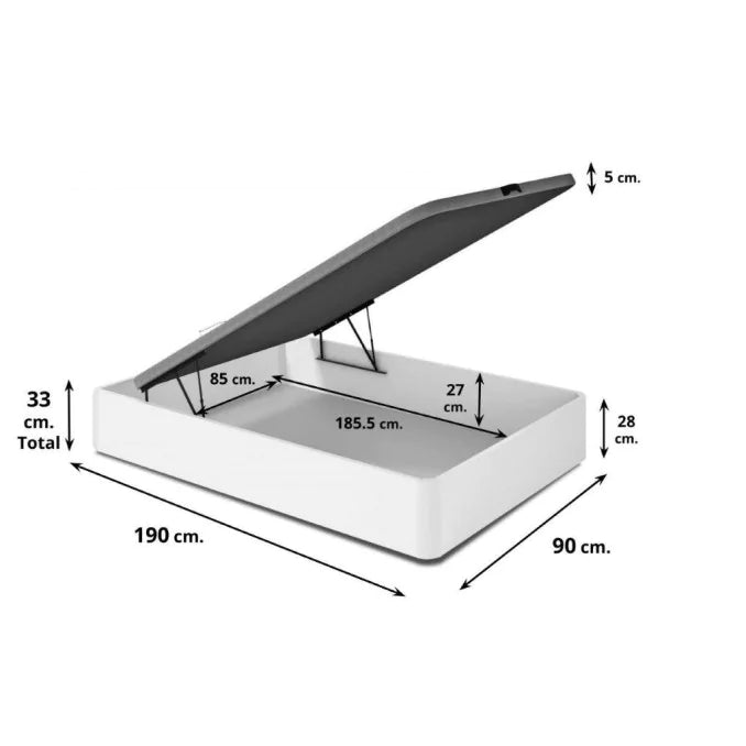 Canapé abatible 22mm.tapa tapizada Montoro blanco