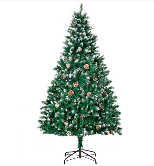 Árbol navidad nevado 180 cm y 800 ramas Luxury  con adorno piñas