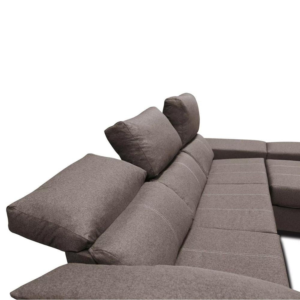 Sofá chaise longue Amelia choco multipufs 260 cm