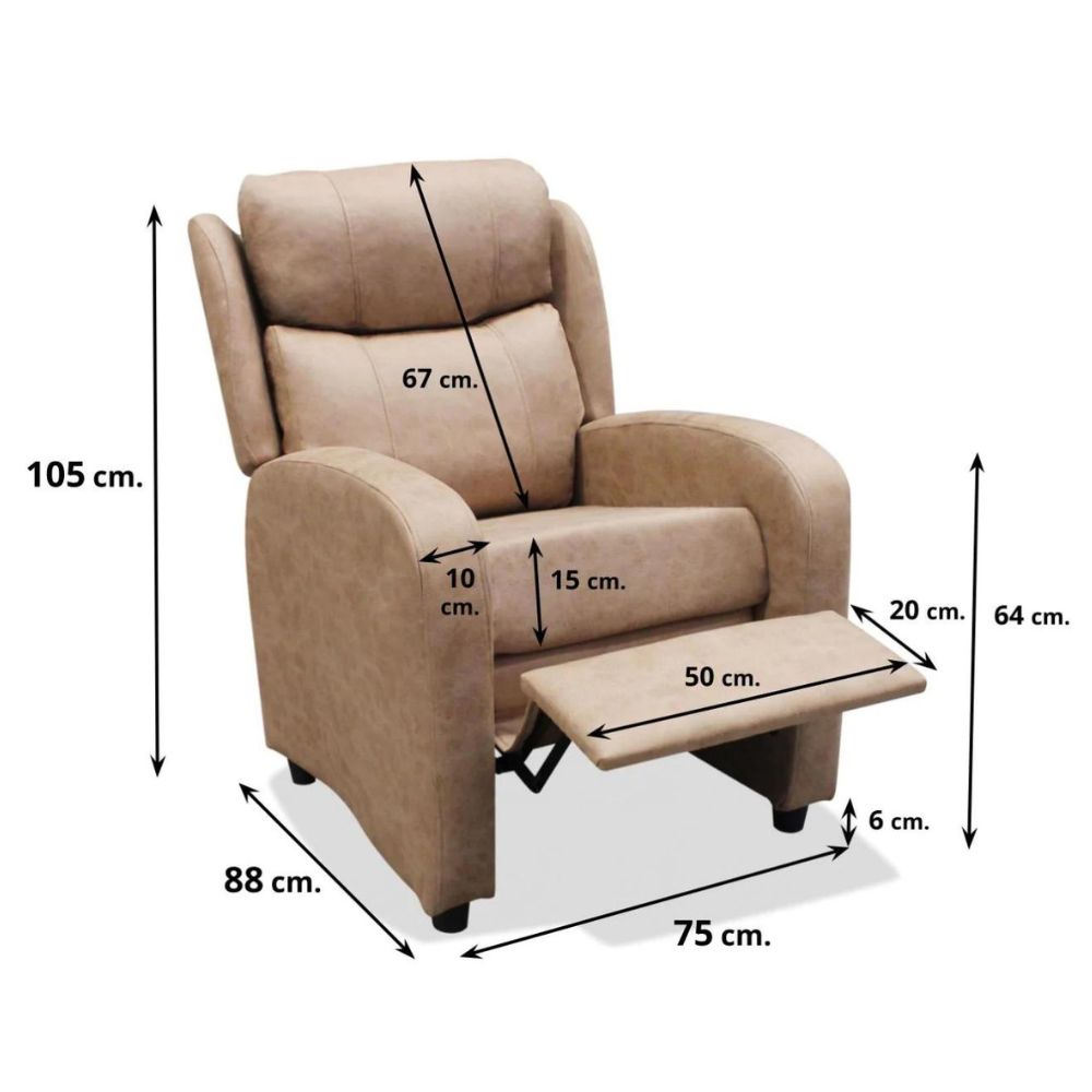Sillón Relax Luna con reposapiés color marrón piedra
