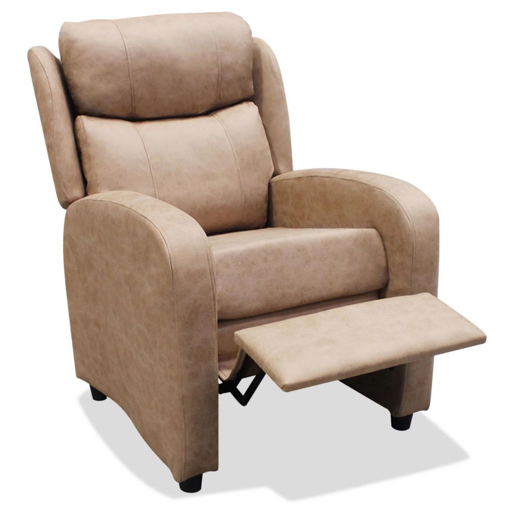 Sillón Relax Luna con reposapiés color marrón piedra