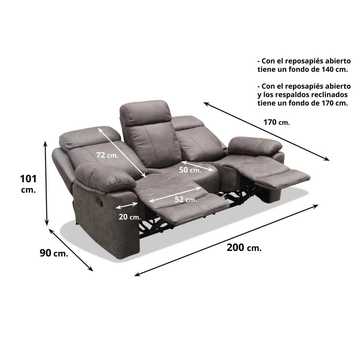 Sofá relax 3 plazas Málaga