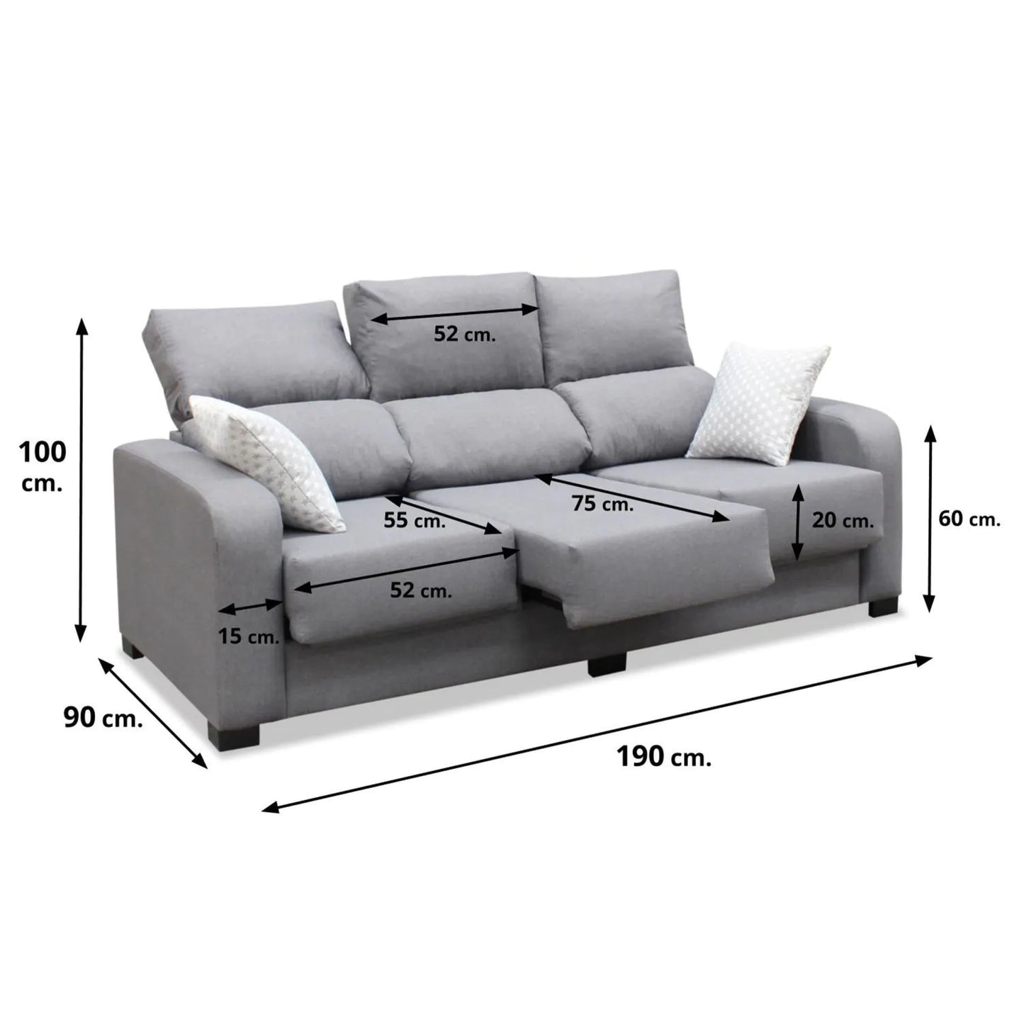 Sofá 3 plazas Mini 190 cm