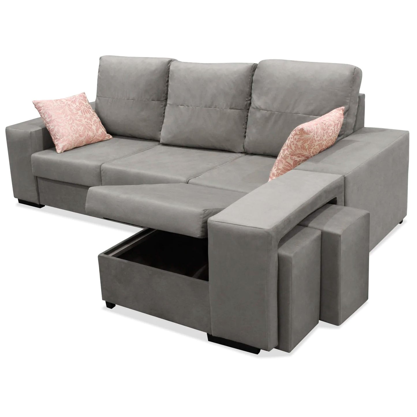 Sofá chaise longue Bea gris 230 cm